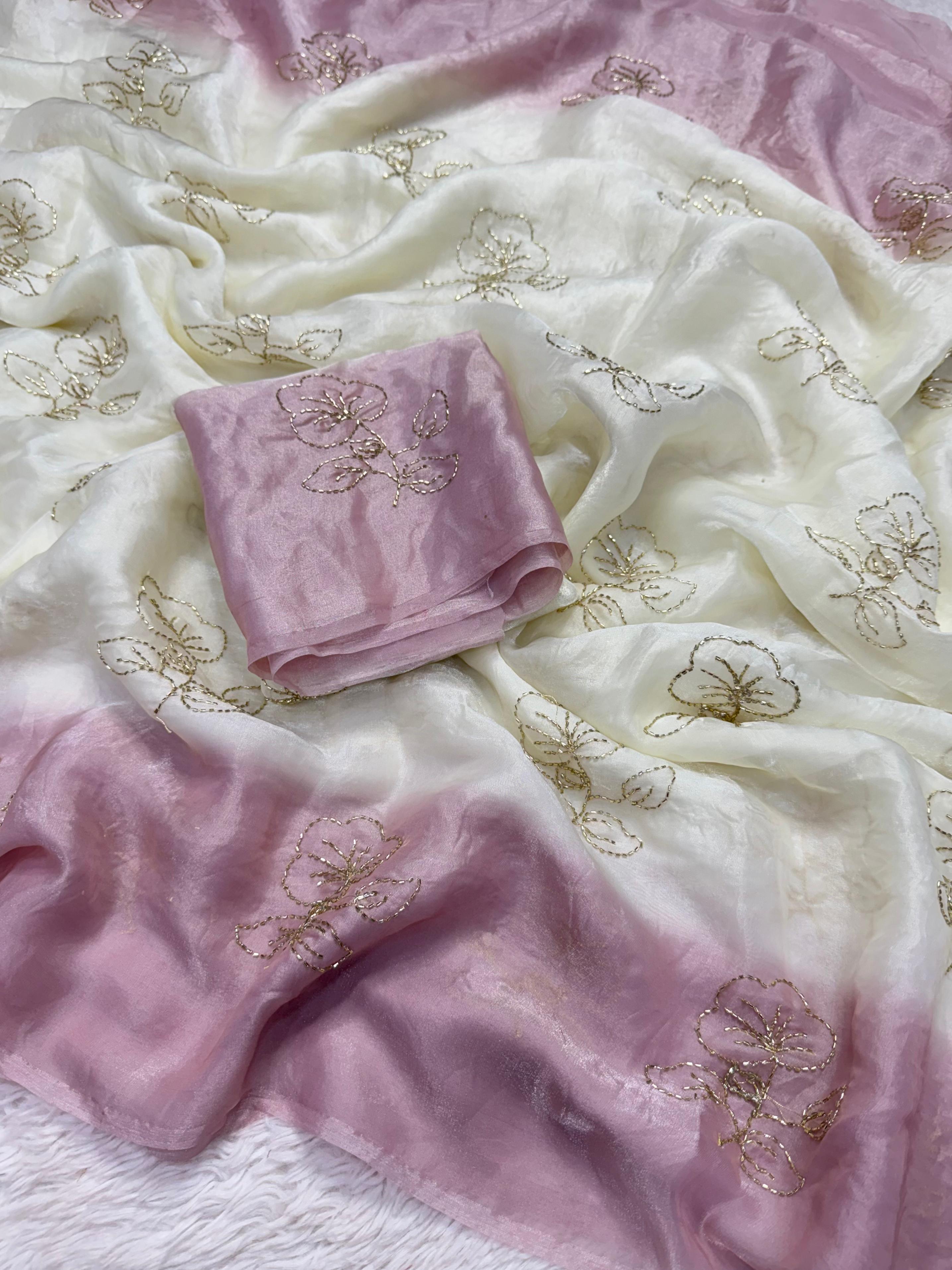 Detailing embroidery on Indian fabric